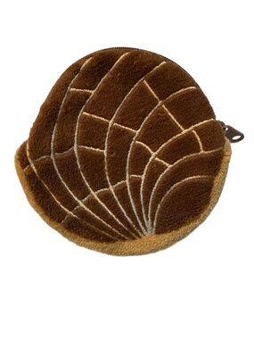 plush Concha Coin Purse brown chocolate food bag